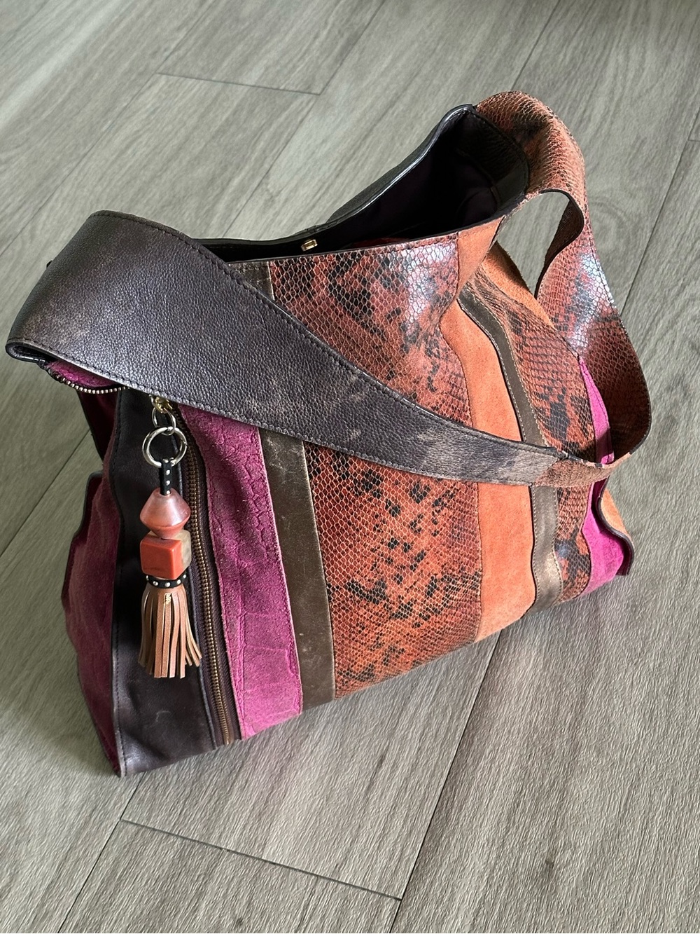 Sharif Patchwork Suede & Leather Shoulder Bag